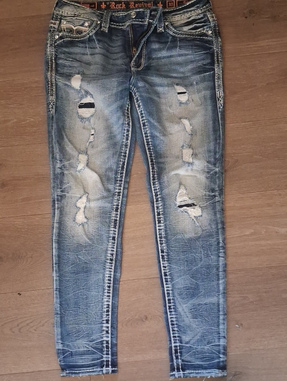 Rock Revival Distressed Blue Skinny Jeans for Men